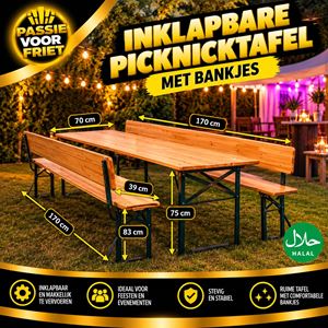 inklapbare picknicktafel met bankjes