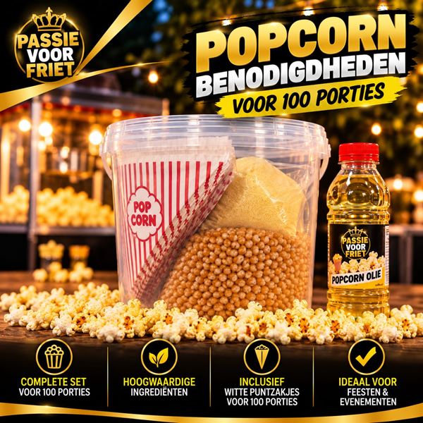 Popcorn benodigheden voor 100 Porties Popcorn benodigheden voor 100 Porties