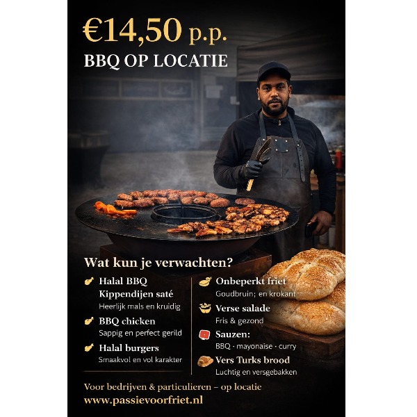 Onbeperkt Friet & Halal  BBQ Standaard Menu 